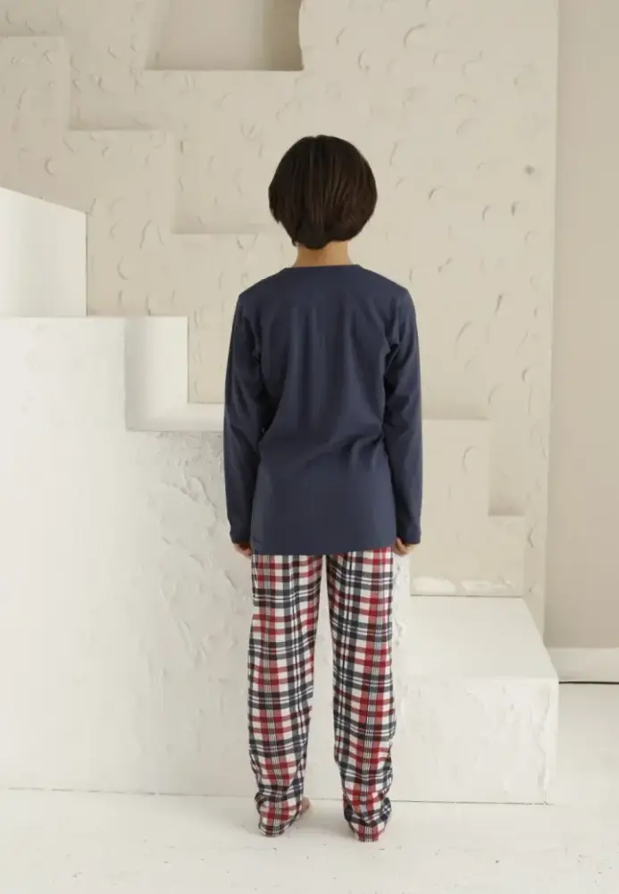 Pijama Băieți, Mânecă Lungă si Pantaloni Lungi, Prince,Culoare Bleumarin,Engros